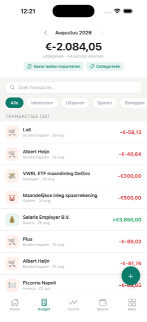 Budget in de GRIP-app